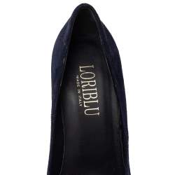 Pre Owned Loriblu Navy Blue Suede And Calf Hair Pumps Size 39