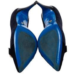 Pre Owned Loriblu Navy Blue Suede And Calf Hair Pumps Size 39