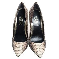 Loriblu Brown /White Python Leather Slip On Pumps Size 39
