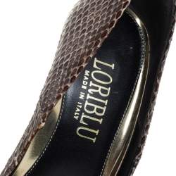 Loriblu Brown /White Python Leather Slip On Pumps Size 39