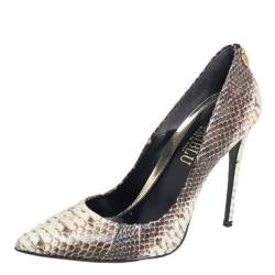 Loriblu Brown /White Python Leather Slip On Pumps Size 39