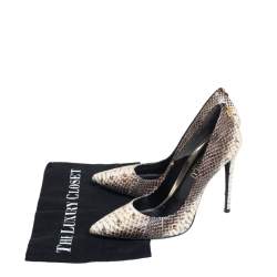Loriblu Brown /White Python Leather Slip On Pumps Size 39