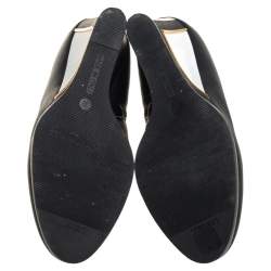 Pre Owned Loriblu White/Black Leather Wedge Ankle Booties Size 38