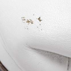 Pre Owned Loriblu White Leather Floral Embellished Ballet Flats Size 38