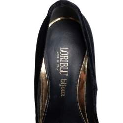 Pre Owned Loriblu Black Velvet Jewel Embellished Heel Pointed Toe Pumps Size 37
