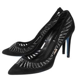 Loriblu Black Suede Crystal Embellished Pumps Size 39