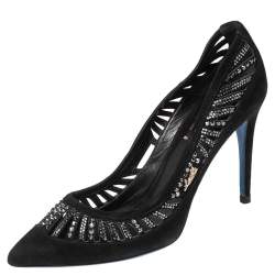 Loriblu Black Suede Crystal Embellished Pumps Size 39