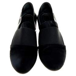 Loriblu Black Suede And Patent Leather Slip On Loafers Size 38