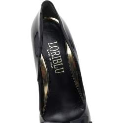 Loriblu Black Patent Leather Pointed Metal Cap Toe Pumps Size 37