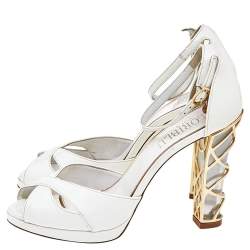 Loriblu White Patent Leather Ankle Strap Sandals Size 37