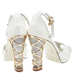 Loriblu White Patent Leather Ankle Strap Sandals Size 37