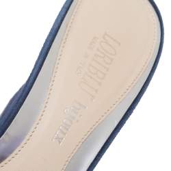Pre Owned Loriblu Navy Blue Suede Embellished Slide Sandals Size 38.5