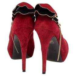 Loriblu Red Suede Embellished Peep Toe Pumps Size 38