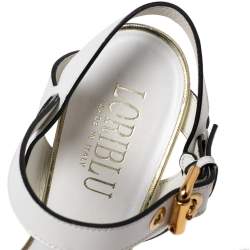 Pre Owned Loriblu White Leather Ankle Strap Sandals Size 37