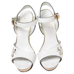 Pre Owned Loriblu White Leather Ankle Strap Sandals Size 37
