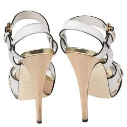 Pre Owned Loriblu White Leather Ankle Strap Sandals Size 37