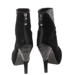 Loriblu Black Suede and Leather Ankle Boots Size 37