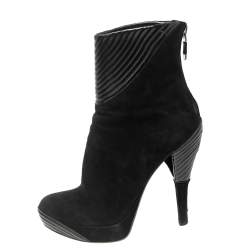 Loriblu Black Suede and Leather Ankle Boots Size 37