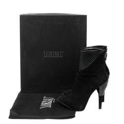 Loriblu Black Suede and Leather Ankle Boots Size 37