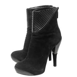Loriblu Black Suede and Leather Ankle Boots Size 37