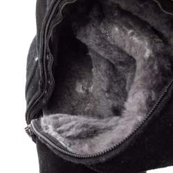 Pre Owned Loriblu Black Suede And Fur Knee Length Boots Size 37