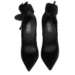 Loriblu Black Velvet Flower Applique Pumps Size 40