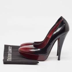 Loriblu Black/Burgundy Ombre Patent Leather Platform Pumps Size 39