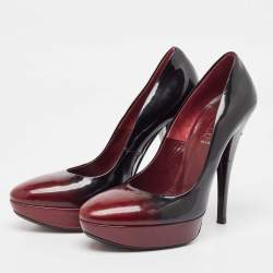 Loriblu Black/Burgundy Ombre Patent Leather Platform Pumps Size 39