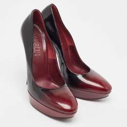 Loriblu Black/Burgundy Ombre Patent Leather Platform Pumps Size 39