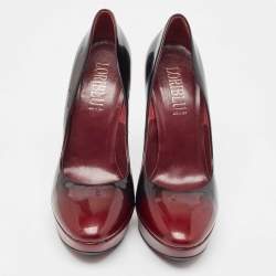 Loriblu Black/Burgundy Ombre Patent Leather Platform Pumps Size 39