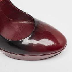 Loriblu Black/Burgundy Ombre Patent Leather Platform Pumps Size 39