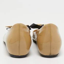 Loriblu Beige Patent Leather Bow Pin Ballet Flats Size 39