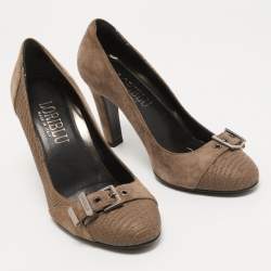 Loriblu Brown Suede and Embossed Python Pumps Size 37.5