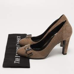 Loriblu Brown Suede and Embossed Python Pumps Size 37.5