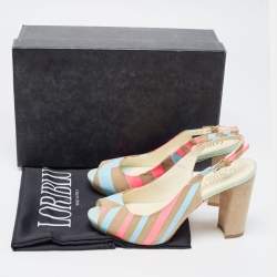 Loriblu Multicolor Suede Peep Toe Slingback Pumps Size 36