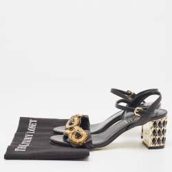 مملوكة مسبقًا Loriblu Black Leather Embellished Ankle Strap Sandals Size 36
