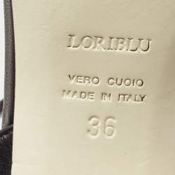مملوكة مسبقًا Loriblu Black Leather Embellished Ankle Strap Sandals Size 36