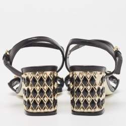 مملوكة مسبقًا Loriblu Black Leather Embellished Ankle Strap Sandals Size 36