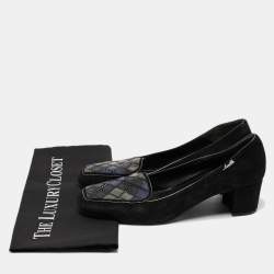 Loriblu Black Suede Block Heel Loafer Pumps Size 39