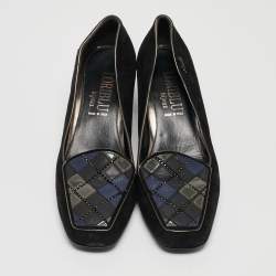 Loriblu Black Suede Block Heel Loafer Pumps Size 39