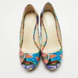 Loriblu Multicolor Patent Leather Peep Toe Platform Pumps Size 37.5