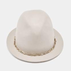 مملوكة مسبقًا Loro Piana Beige Baby Cashmere and Lapin Felt Mirabel Panama Hat M