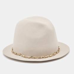 مملوكة مسبقًا Loro Piana Beige Baby Cashmere and Lapin Felt Mirabel Panama Hat M