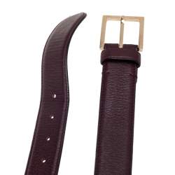 Pre Owned Loro Piana Burgundy Leather Buckle Belt 80CM