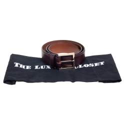 Pre Owned Loro Piana Burgundy Leather Buckle Belt 80CM