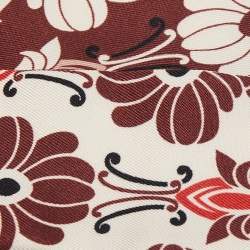 Pre Owned Loro Piana Brick Red Floral Printed Silk Neck Scarf