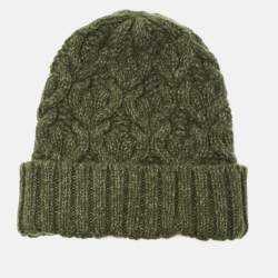 Pre Owned Loro Piana Green Baby Cashmere Knit Penhill Beanie Hat