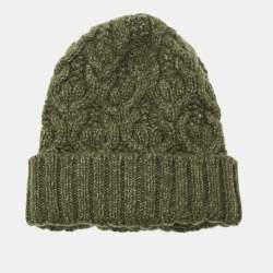 Pre Owned Loro Piana Green Baby Cashmere Knit Penhill Beanie Hat