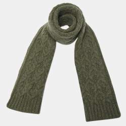 Pre Owned Loro Piana Green Baby Cashmere Knit Penhill Scarf