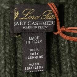 Pre Owned Loro Piana Green Baby Cashmere Knit Penhill Scarf